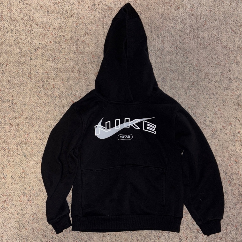 Nike Kids Black Hoodie with White Logo